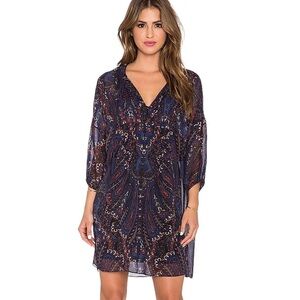 Joie Aggi Long Sleeve Silk Dress in Deep Sapphire